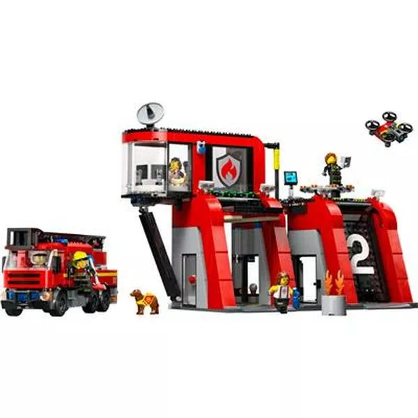 City 60414 Fire Station with Fire Engine