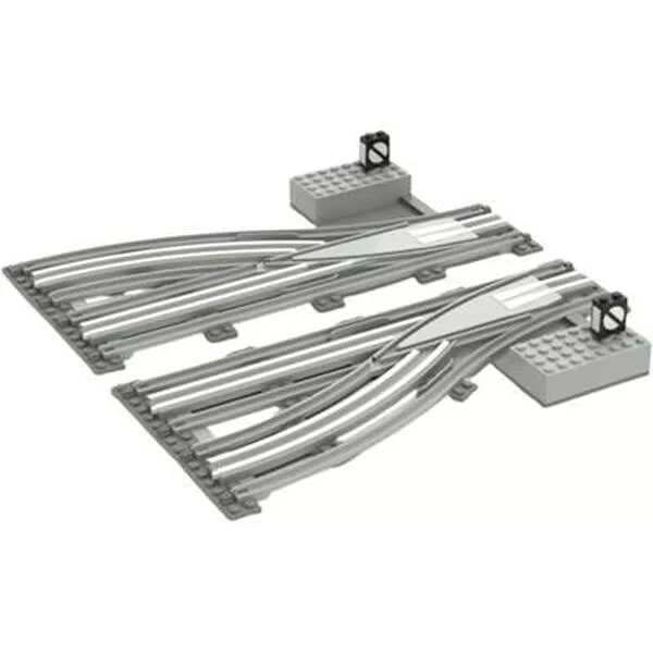 Trains 7856 Left and Right Manual Points with Electric Rails Grey 12 V