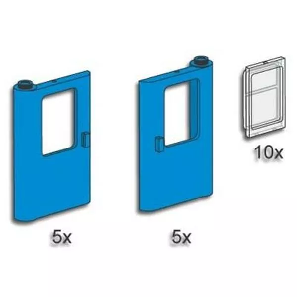 Bulk Bricks 3736 Blue Train Doors with Panes