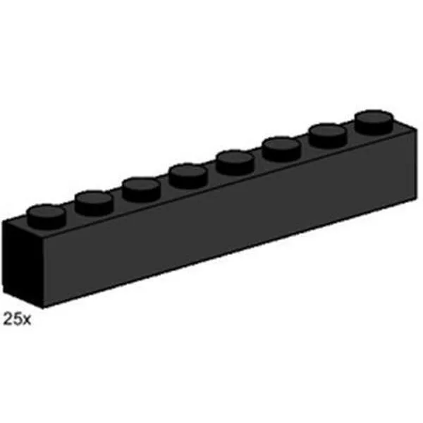 Bulk Bricks 3478 1x8 Black Bricks