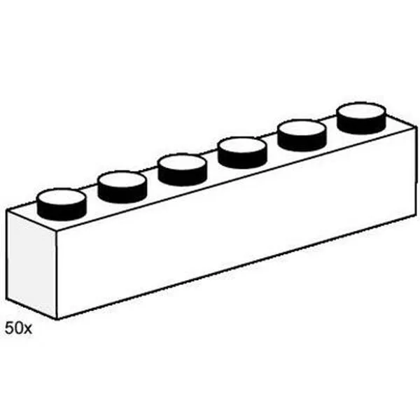 Bulk Bricks 3475 1x6 White Bricks