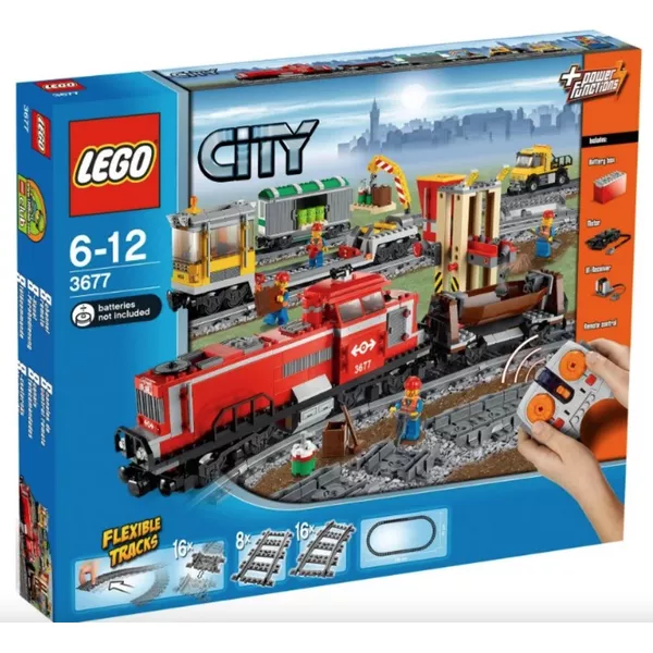 City 3677 Красный товарный поезд