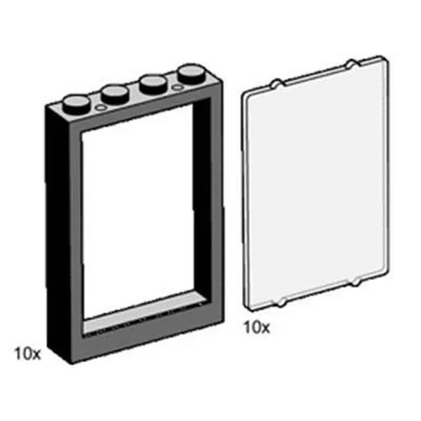 Bulk Bricks 3448 1x4x5 Black Window Frames with Clear Panes
