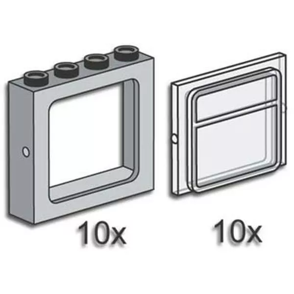 Bulk Bricks 3733 Grey Train Windows with Panes
